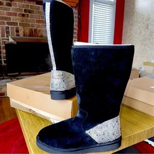 Brand New customize, brilliant crystal UGG boots, black suede, size 11